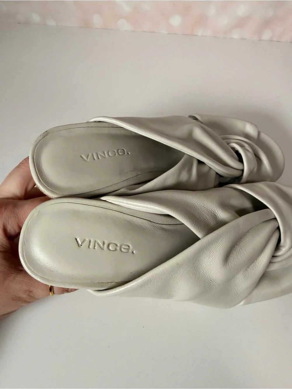 VINCE. Cream Espadrille Wedge Sandals